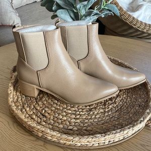 Pointed Toe Stacked Chunky Block Heel Ankle Boots Faux Leather Chelsea Booties